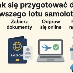 Przygotowania do pierwszego lotu samolotem: spakuj bagaż, zabierz dokumenty, odpraw się online i przybądź na lotnisko.