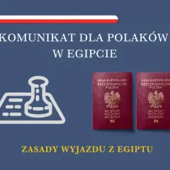 Komunikat dla Polaków w Egipcie: czy do Egiptu potrzebny jest paszport? Dwa polskie paszporty i symbol pieczęci.
