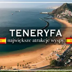 Widok na plażę i miasteczko na Teneryfie, największej z Wysp Kanaryjskich. Gdzie leży Teneryfa? Na Atlantyku, na zachód od Afryki.
